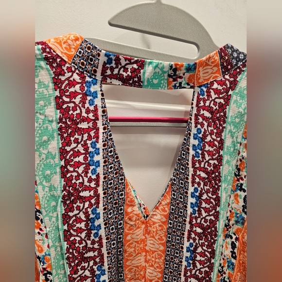 Umgee USA Boho Multicolor Patchwork Sleeveless Tunic Dress Size S - Picture 2 of 12